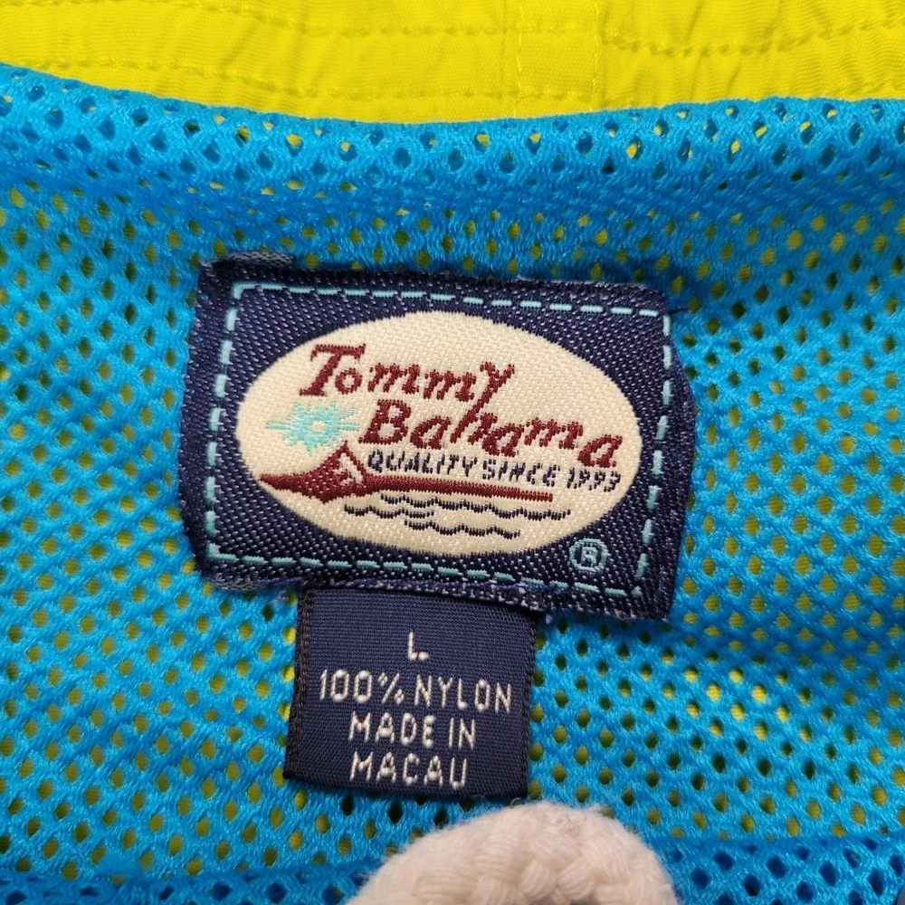 Tommy Bahama Relax Mens L Lime Green Nylon Swim Trunks Cargo Pocket Board Shorts